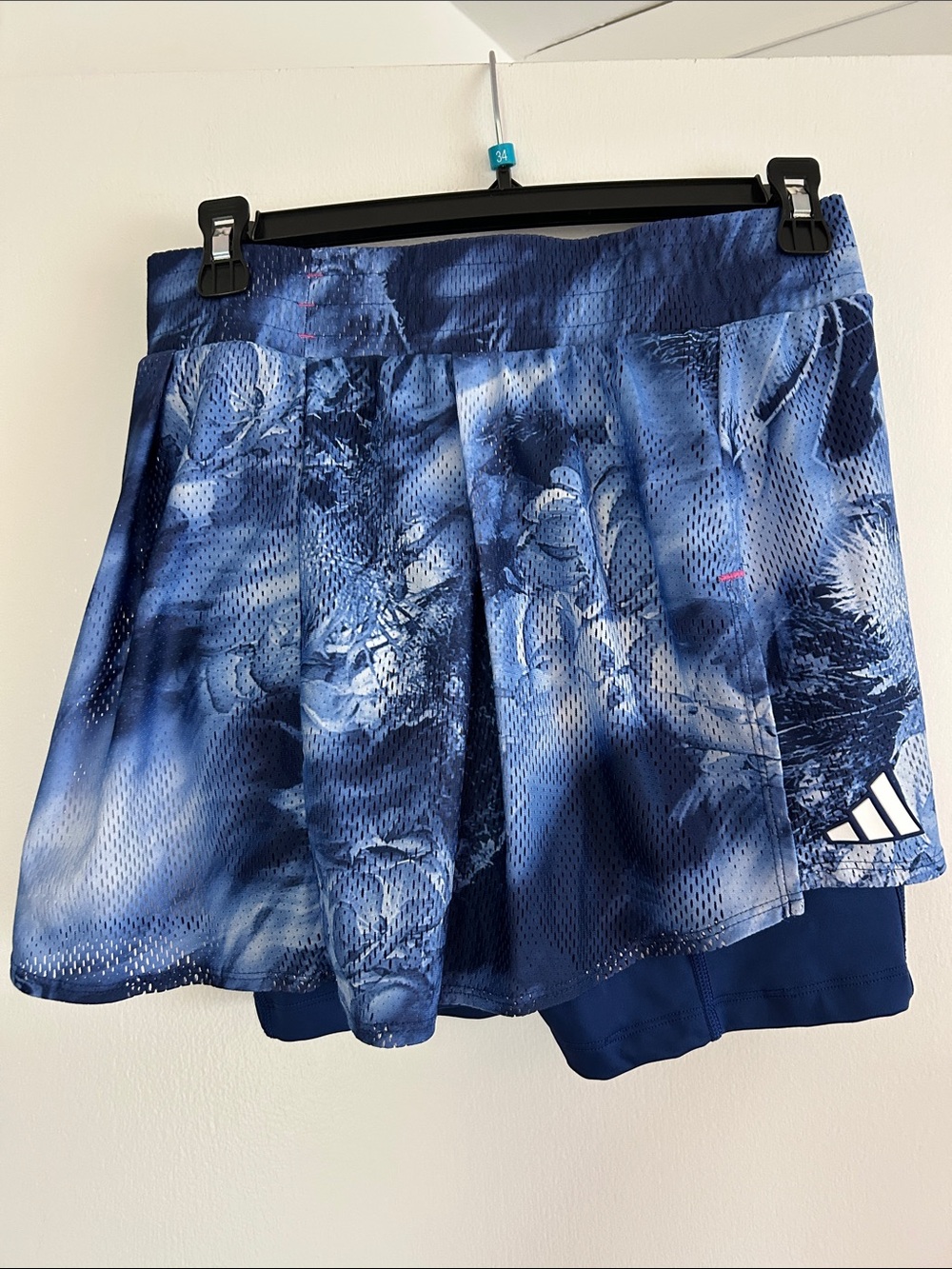 adidas Blue Printed Athletic Skort with Inner Shorts